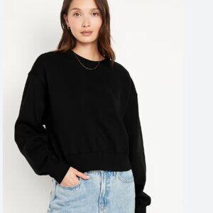 Old Navy So Comfy Drop Shoulder Crew Neck Sweatshirt Size XL Tall Black